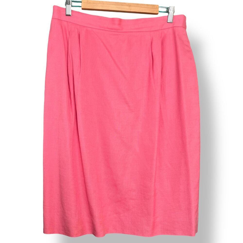 Vintage Pink Linen Blend Pencil Skirt